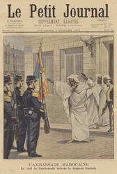 Der Leiter der marokkanischen Botschaft in Frankreich salutiert vor der französischen Flagge